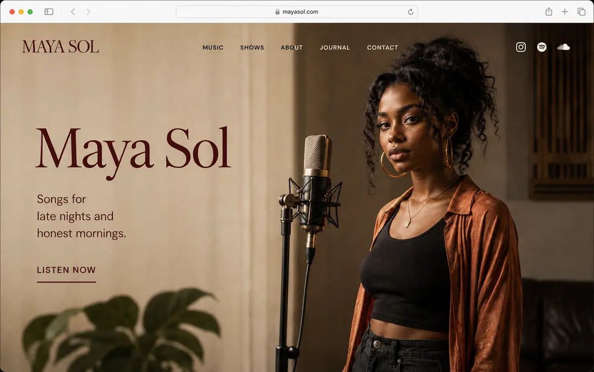 Maya Sol neo-soul artist website concept